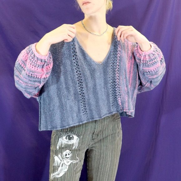 Free People Cropped Loose Knit Sweater - Picture 3 of 4